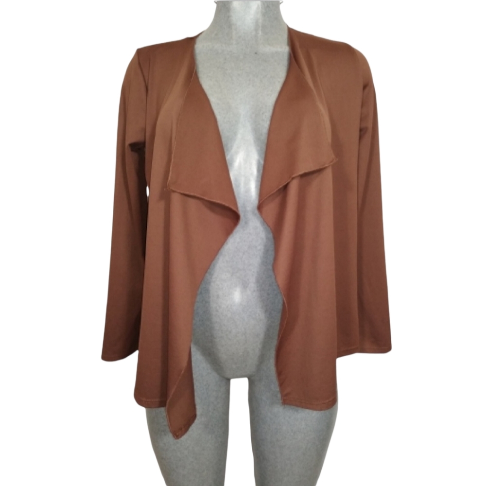 Scott taylor drape front brown open cardigan sz S